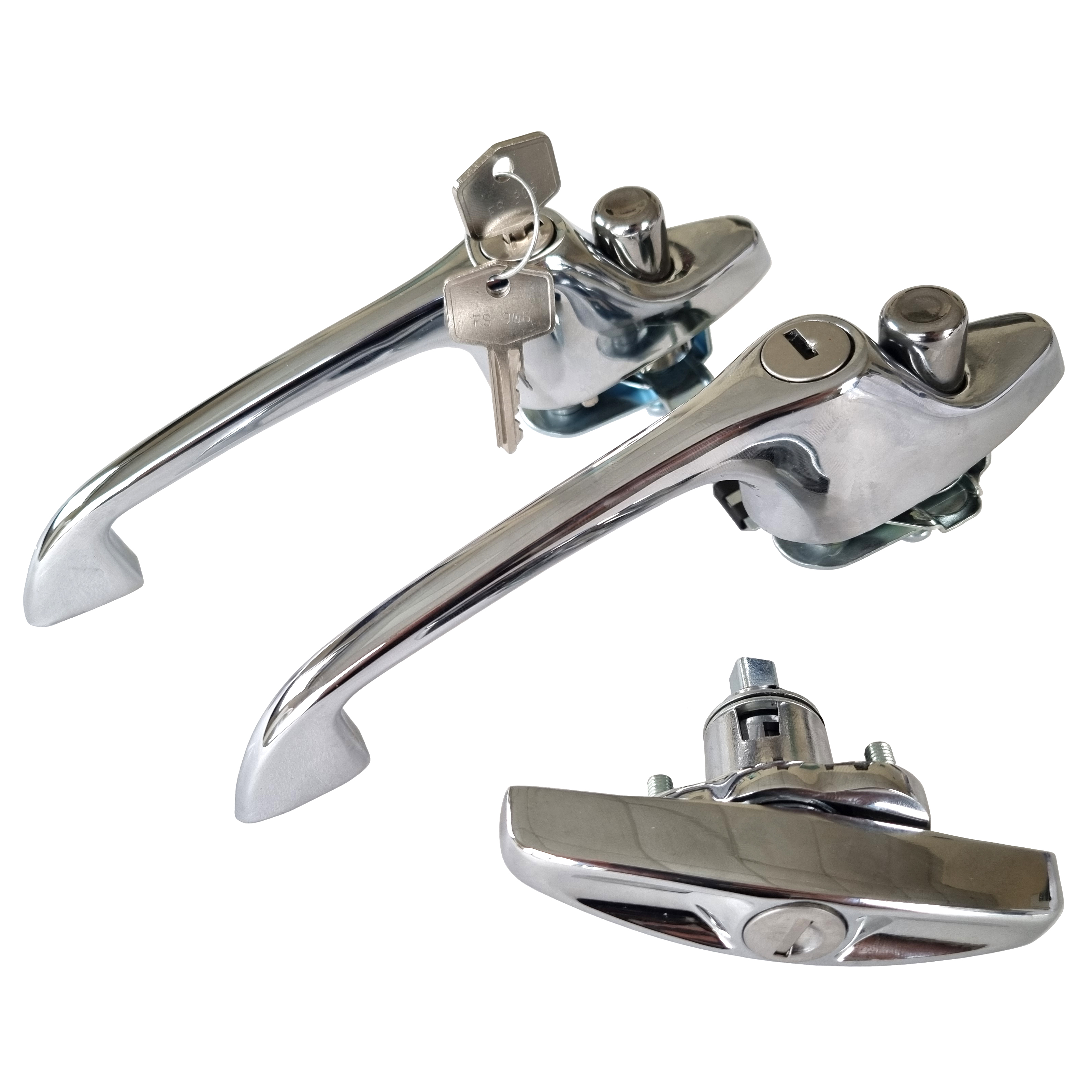 DOOR AND BOOT HANDLE SET CHROME (WIND UP WINDOW CARS) - Mini Spares