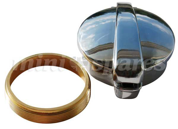 MONZA CHROME PETROL CAP WITH COLLAR - Mini Spares